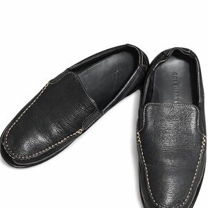 Black Leather Slip-On Loafers